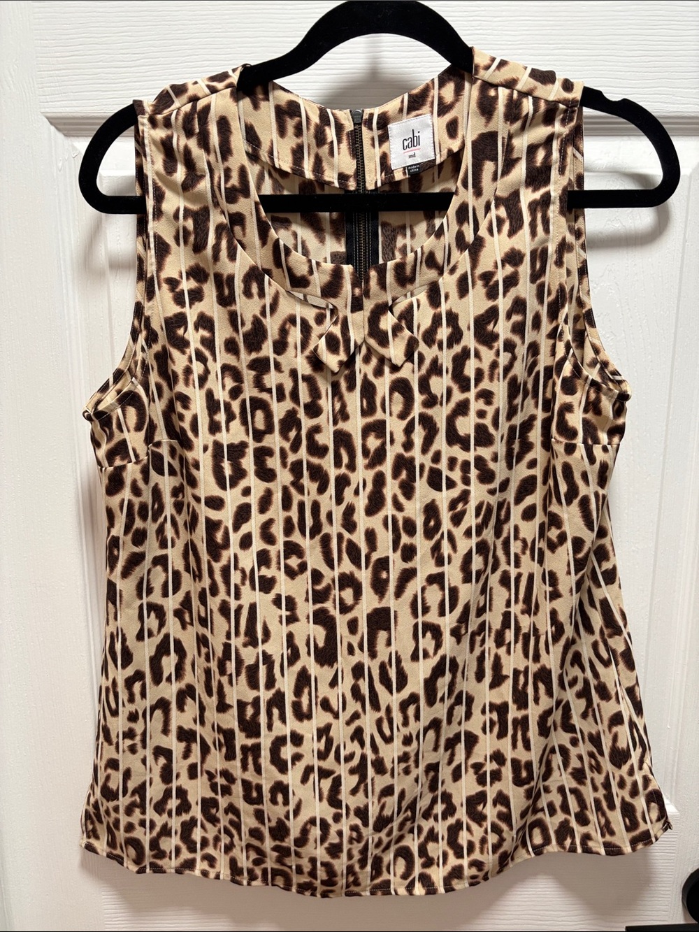 CAbi Sleeveless Leopard Print Camisole - Cream & Brown